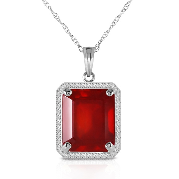 Galaxy Gold Products Jewelry - 14K. SOLID GOLD NECKLACE  NATURAL DIAMONDS & RUBY